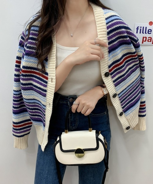 「ECLIN」 ニットカーディガン FREE ホワイト レディース_画像8