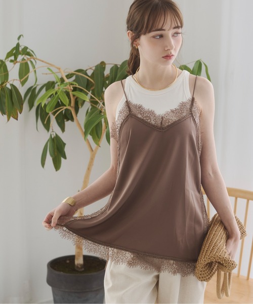サテンレースキャミ ANGIE キャミソール サテンレースキャミソール : ZOZOTOWN Yahoo!店
