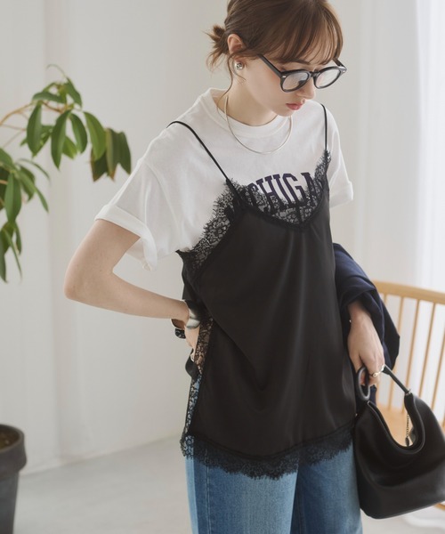 サテンレースキャミ AZUL BY MOUSSY | レースフレアサテンキャミ (キャミソール ) |SHEL