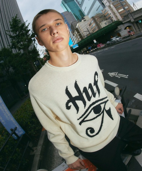 「HUF」 長袖ニット X-LARGE ベージュ系その他 メンズの画像
