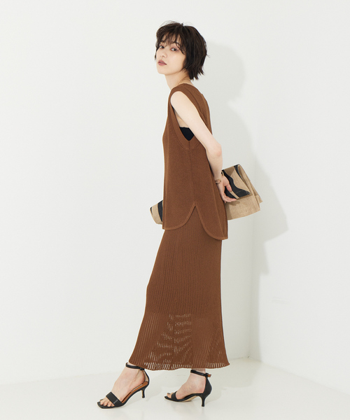 「Rouge vif」 ニットスカート フリー ブラウン レディース_画像6