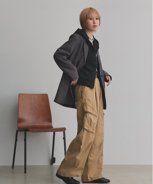 「ad thie」 ジップアップパーカー MEDIUM オートミール レディース_画像2