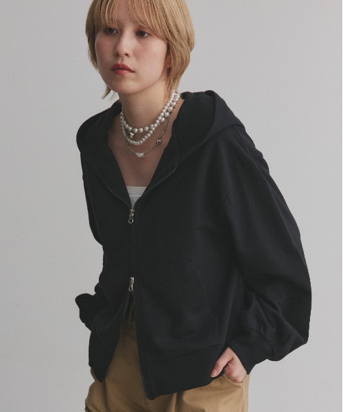 「ad thie」 ジップアップパーカー MEDIUM オートミール レディース_画像5