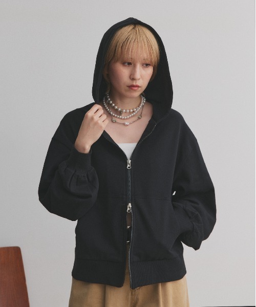 「ad thie」 ジップアップパーカー MEDIUM オートミール レディース_画像7
