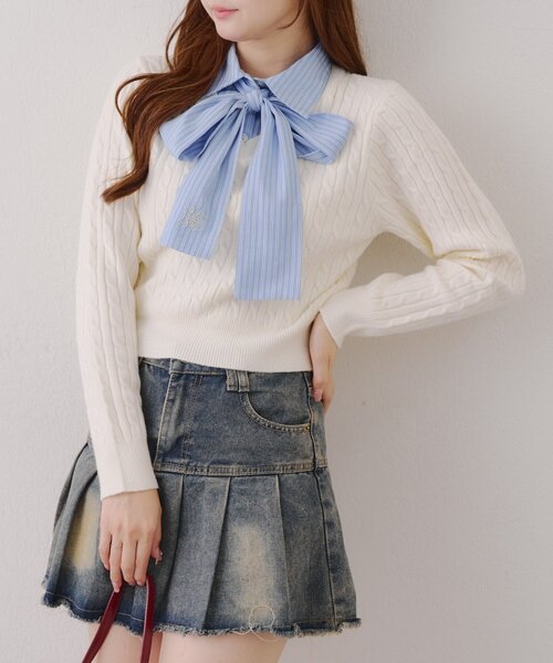 「continuer de NICE CLAUP」 長袖ニット FREE アイボリー レディース_画像9