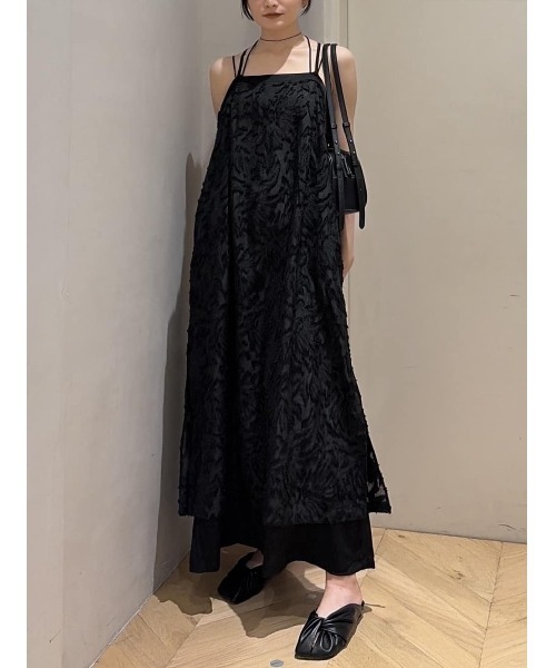 パーティードレス ワンピース フラワーレースキャミワンピースの画像