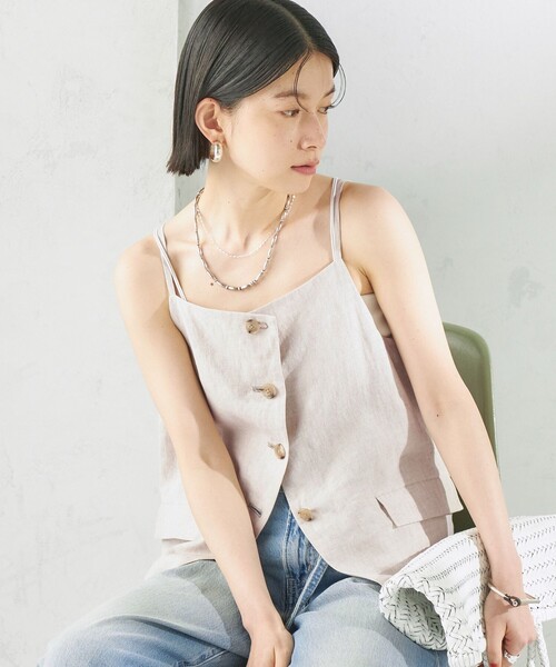 TICCA（ティッカ） ベスト ジレ TICCA:「手洗い可能」リネン