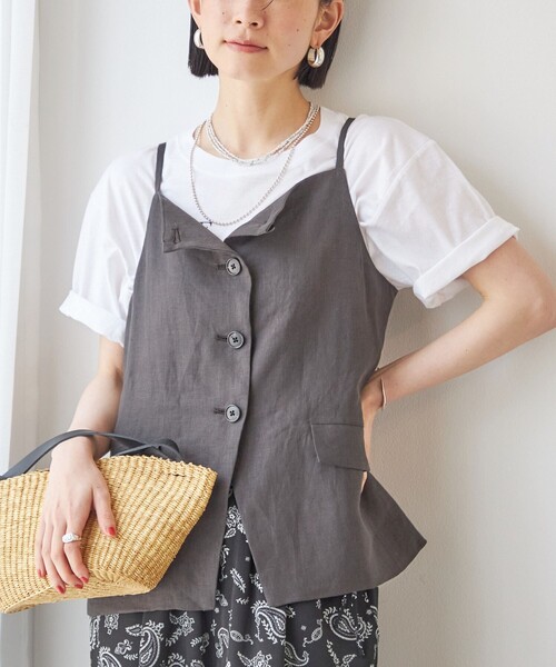 TICCA（ティッカ） ベスト ジレ TICCA:「手洗い可能」リネン