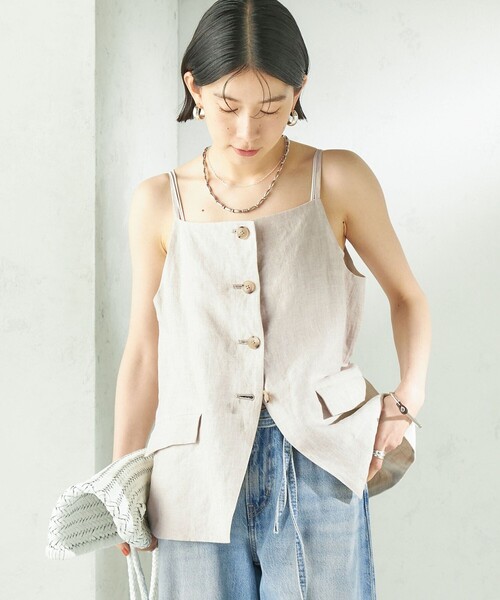 TICCA（ティッカ） ベスト ジレ TICCA:「手洗い可能」リネン