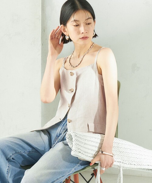 TICCA（ティッカ） ベスト ジレ TICCA:「手洗い可能」リネン