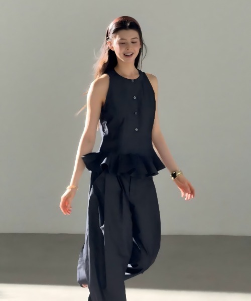 n*o様 apolina セットアップ Aelina セットアップ フリルノースリーブセットアップ レディース