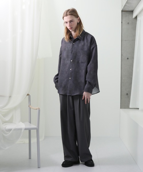 「welise」 長袖シャツ S ホワイト×グレー メンズ_画像3
