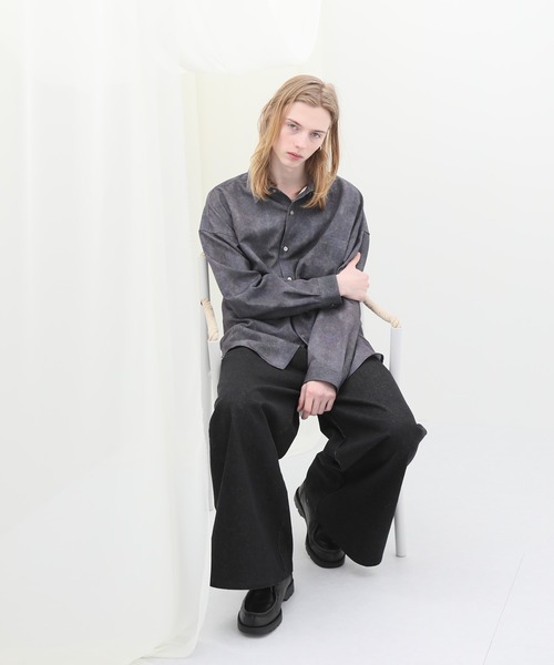 「welise」 長袖シャツ S ホワイト×グレー メンズ_画像5