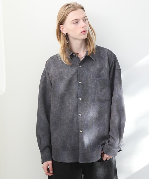 「welise」 長袖シャツ S ホワイト×グレー メンズ_画像9