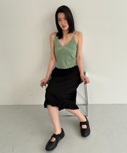 FUULLY STUDIO キャミソール パターンメッシュレースキャミソール