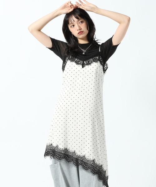 PAGEBOY（ページボーイ） チュニック レース×ドットキャミワンピース