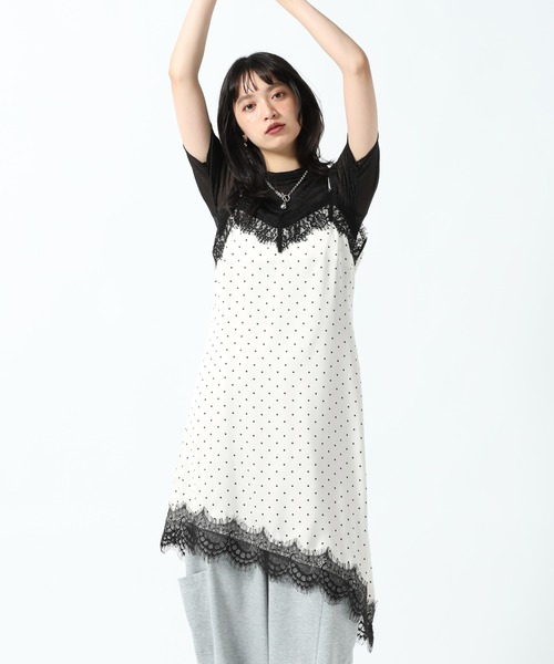 たるページ PAGEBOY（ページボーイ） チュニック レース×ドットキャミワンピース
