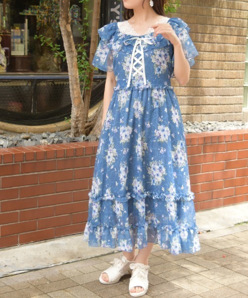 axes femme（アクシーズ ファム） ワンピース ハイビスカス柄2WAY