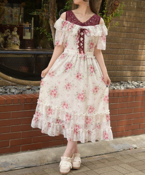 axes femme（アクシーズ ファム） ワンピース ハイビスカス柄2WAY