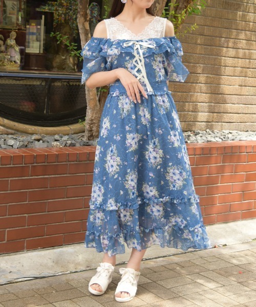 axes femme（アクシーズ ファム） ワンピース ハイビスカス柄2WAY