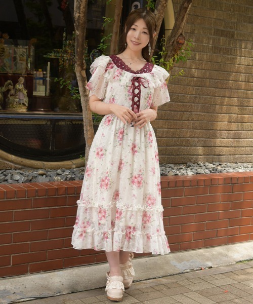 axes femme（アクシーズ ファム） ワンピース ハイビスカス柄2WAY