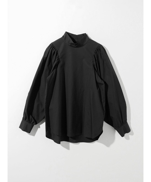ブラウス シャツ MIDIUMISOLID for Ladies ハイネックカラーパフブラウス レディース
