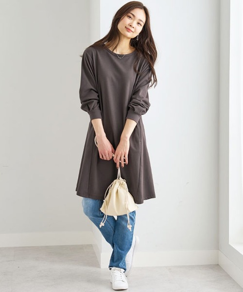 BELLUNA PLUS（ベルーナプラス） ワンピース 吸湿発熱ポンチ素材