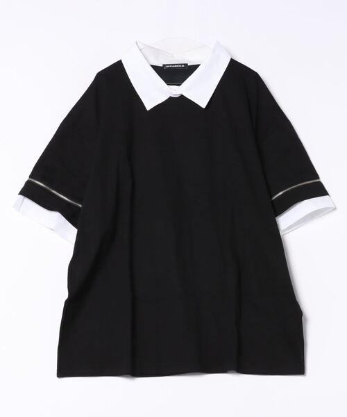 tシャツ フェイクレイヤーシャツオープンジップスリーブTシャツ レディース メンズ ankoROCK tシャツ フェイクレイヤーシャツオープンジップ