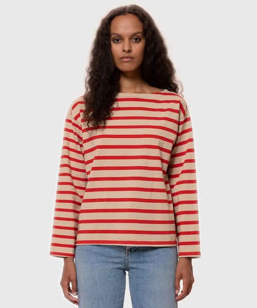 tシャツ Harriet ボートネックボーダーロングスリーブTシャツ レディース