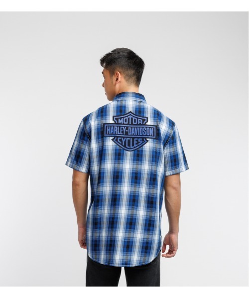 Harley Davidson シャツ バー＆シールドSSチェックシャツ メンズ