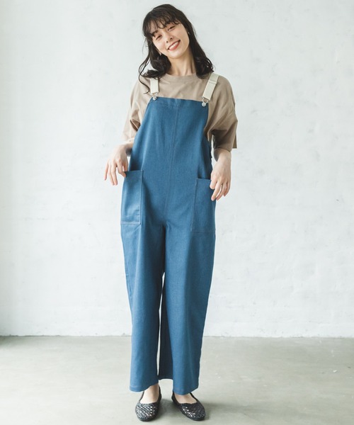 me...24様 サロペット 36ブルー pairmanon サロペット オーバーオール 「リンクコーデ」「ママ