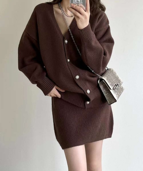 leune（ルネ） カーディガン ニットワンピース+カーディガンセット
