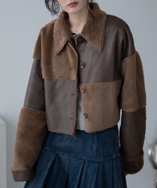 コート アウター パッチワークファーコート レディース : ZOZOTOWN