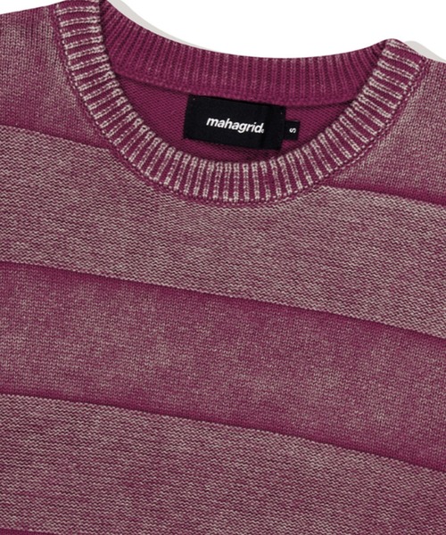 セーター ニット 「mahagrid/マハグリッド」WASHED STRIPE KNIT/ボーダーニット メンズ レディース