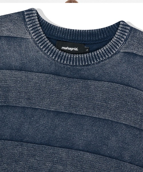 セーター ニット 「mahagrid/マハグリッド」WASHED STRIPE KNIT/ボーダーニット メンズ レディース