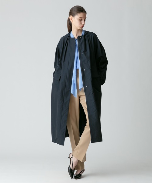 allureville アルアバイル グログランフロントジップノーカラーコート allureville（アルアバイル） ノーカラーコート コート コットン