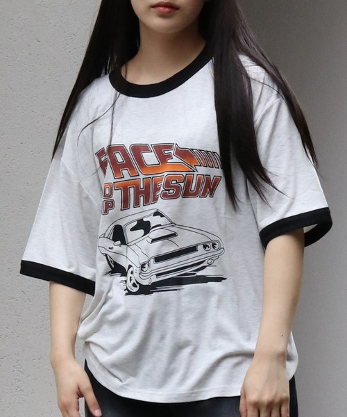 Starting Over tシャツ raglan sleeve print T-shirt/オーバー