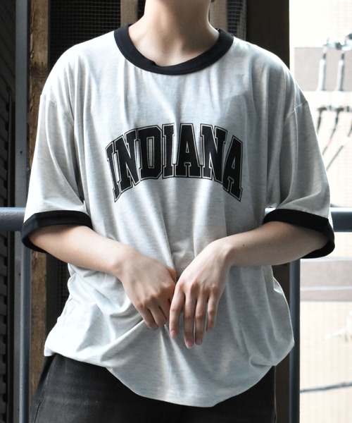Starting Over tシャツ raglan sleeve print T-shirt/オーバー