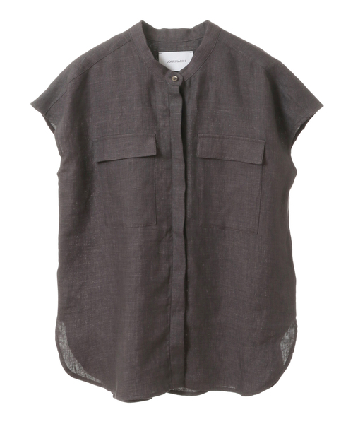LOURMARIN / ルールマラン 【LOURMARIN】バンドカラーフレンチシャツ LOGEMENT DE CLAIRE ブラウス シャツ 「LOURMARIN」バンドカラー
