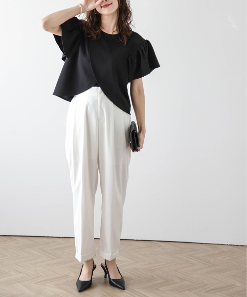 La-gemme tシャツ ラッフルフリルショルダートップス レディース