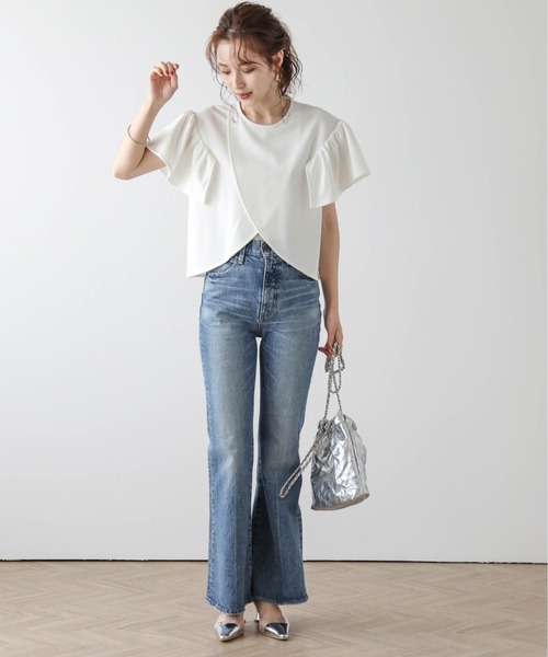 La-gemme tシャツ ラッフルフリルショルダートップス レディース