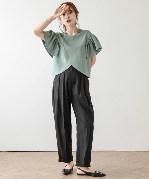 La-gemme tシャツ ラッフルフリルショルダートップス レディース