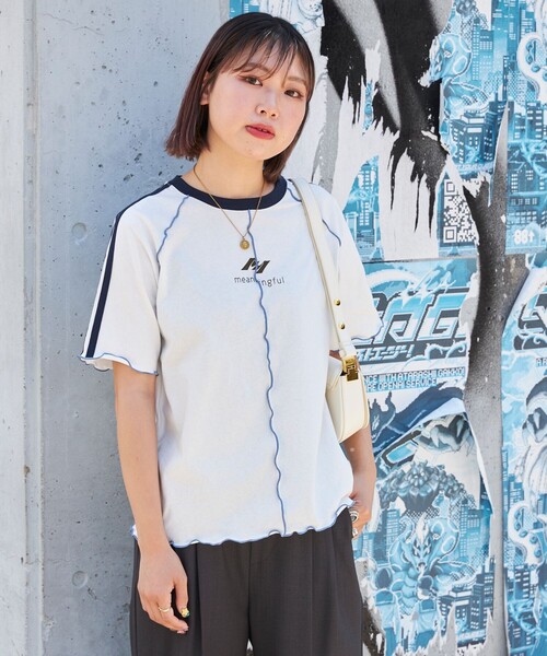 tシャツ 「NOAHL」メローライン配色Tシャツ レディース FREAK'S STORE tシャツ 配色メローラインTシャツ レディース