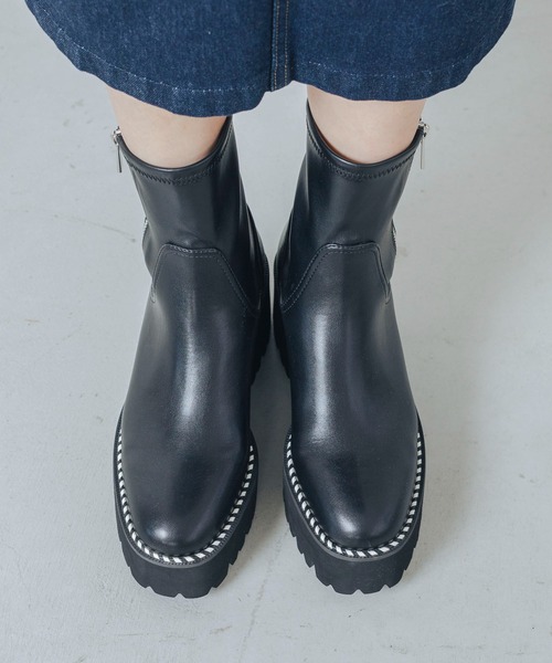 YELLO 新品未使用　ブーツ EVOL（イーボル） ブーツ 「EVOL」厚底サイドジップストレッチブーツ