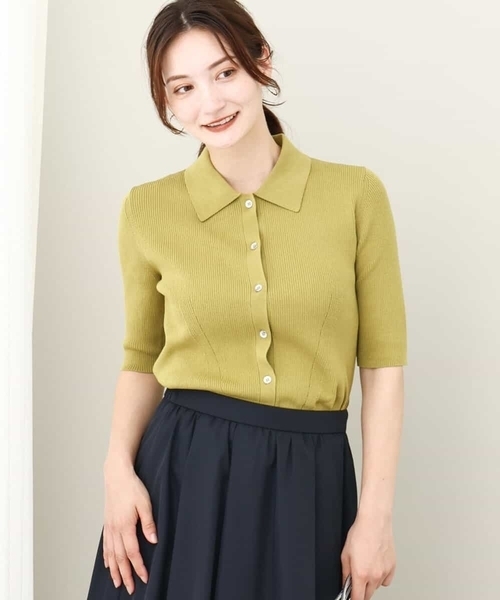 ニット セーター 2024AW/コンパクトポロニットトップス/洗える レディース