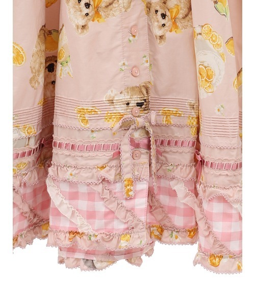 PINK HOUSE ハニーレモンテディプリントパッチワークワンピース　F ハニーレモンテディプリントパッチワークワンピース｜ピンク