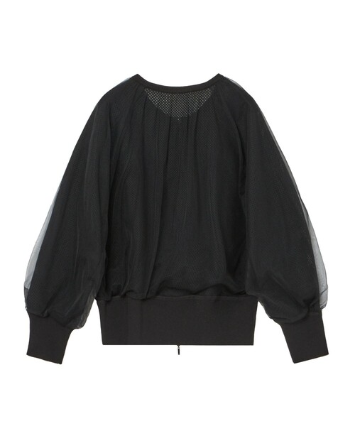 ANAYI メッシュ クルーネックジップアップ ブルゾン