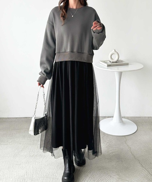GeeRA（ジーラ） ワンピース チュールドッキングワンピース : ZOZOTOWN