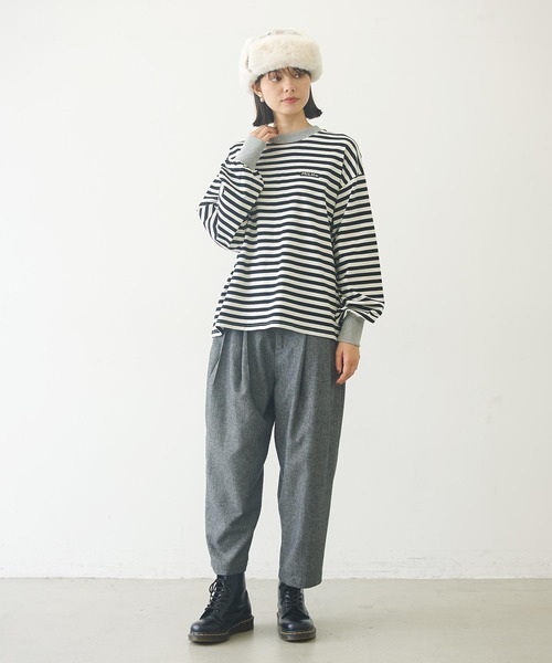 MILKFED. tシャツ BAR LOGO STRIPED TOP レディース : ZOZOTOWN