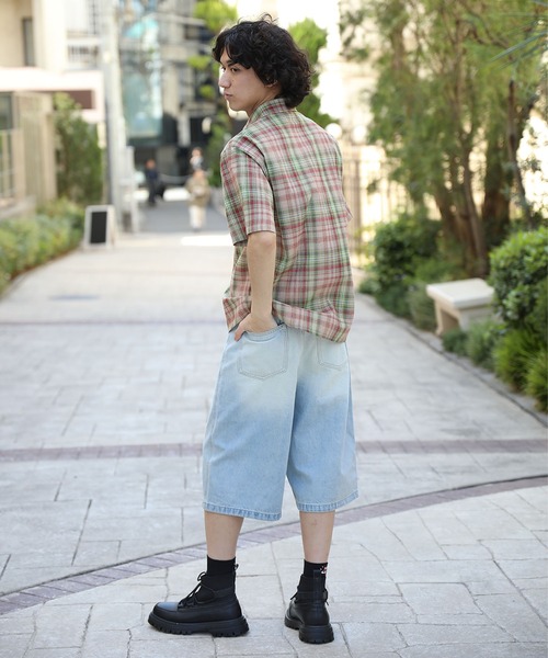 ウォッシュ加工 ワイドデニムパンツ ヴィンテージ風 ゆったり ジーンズ 「HOOK」アメカジヴィンテージ風ウォッシュワイド
